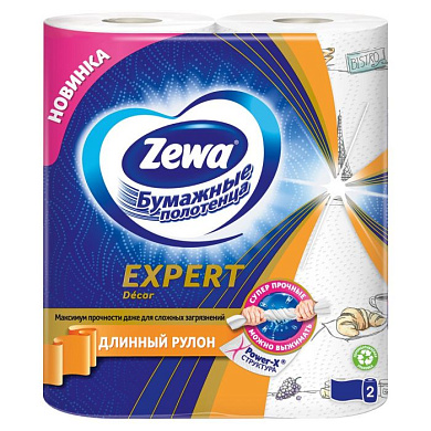 Бумажные полотенца Zewa Expert Decor 3 слоя, 2 рулона