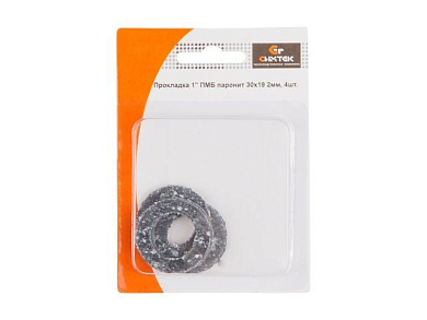 Прокладка паронитовая маслобензостойкая (упаковка 4 шт. в блистере) ПМБ 1" 30х19 h-2 мм Симтек 10-0031