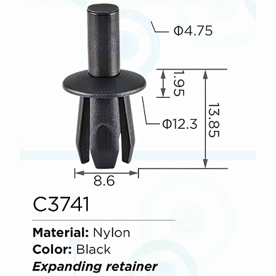 Клипса для крепления внутренней обшивки а/м универсальная, пласт., 100 шт Forsage С3741(universal)