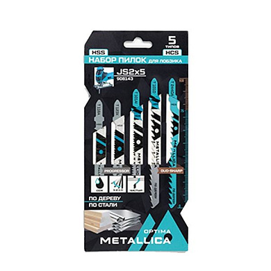 Набор пилок д/лобзика Optima №2 по дер/мет: T244DA/T101D/T101AI/T118A/T123X, в карт., 5шт METALLICA 908143
