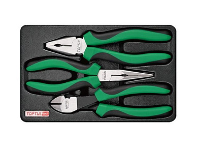 Набор плоскогубцы, тонкогубцы, бокорезы 3 пр. в ложементе Toptul GZA-0305