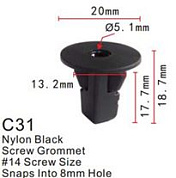 Клипса для крепления внутренней обшивки а/м Тойота пластиковая, 100 шт Forsage C0031(Toyota)