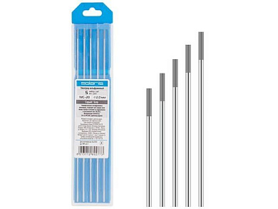 Электрод вольфрамовый серый WC-20, Ф 2,0 мм, набор 5 шт Solaris WM-4517