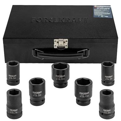 Набор головок ударных глубоких 1'' 7 пр. 6-гр 24- 46 мм ForceKraft FK-8072-5MPB