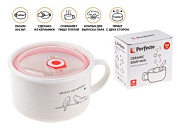 Кружка для супа с крышкой с паровыпуском, 850 мл, керамическая, BIRDS, PERFECTO LINEA 17-851175