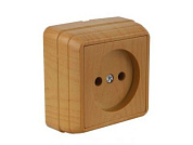 Розетка 1-ая, открытая, б/з дуб, BRON, 10 A, 250 V, IP 20 Mutlusan 2160 101 0258