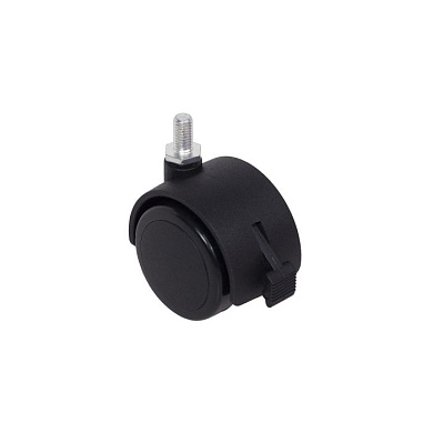 Колесо меб. пласт. FURNI d50 с винтом M8 с торм., черный AKS 122720