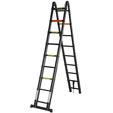 Лестница-стремянка телескопическая алюм. бытовая 2.8+2.8м, 9+9 ступ. RockForce RF-UP280-M