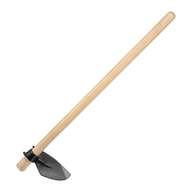 Кетмень остроконечный, 190 х 240 х 900 мм, цельнокованый, деревянный лакированный черенок, Сибртех 62369