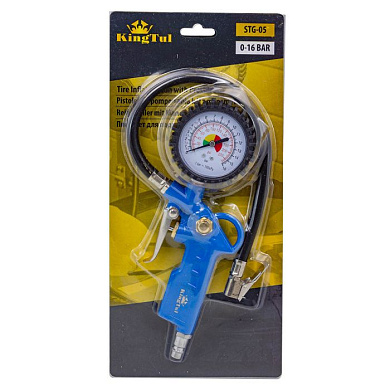 Пистолет для подкачки шин с аналоговым манометром и шлангом, 0-16Bar KINGTUL KT-STG-05