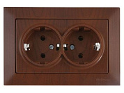 Розетка 2-ая, скрытая, с/з, керамика, орех, DARIA, 16 A, 250 V, IP 20, Mutlusan 21202000257