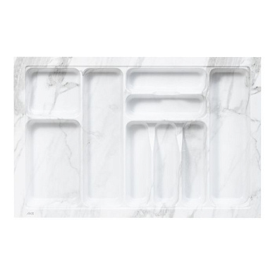 Лоток для столовых приборов 800 MARBLE 735*485, бело-серый мрамор AKS 125449