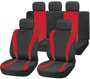 Чехлы сиденья Forsage полиэстер/сетка 9 предм. черно/красный SKYWAY S01301132