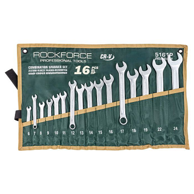 Набор ключей комбинированных 16 пр. 6-19, 22, 24 мм RockForce RF-5161P Premium