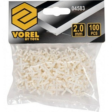 Крестики для плитки с ограничителем 2,0 мм 100 шт. Vorel 04583