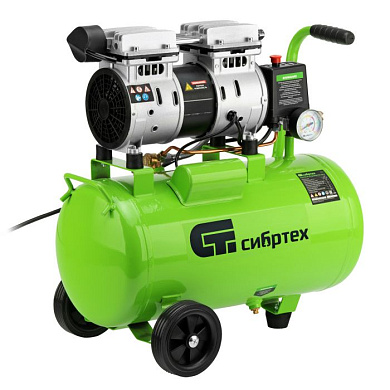 Компрессор безмаслянный малошумный МБ 1100/24,1100 Вт, 24 л, 170 л/мин Сибртех 58006