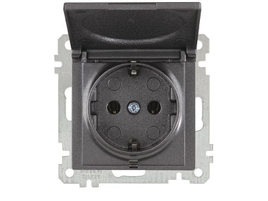 Розетка 1-ая, скрытая, с/з, с крышкой дымчатая, ELITRA, 16 A, 250 V, IP 20 Mutlusan 2270 610 0295