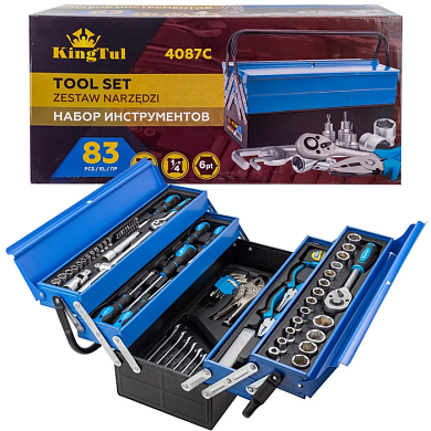 Набор инструментов 83 пр 1/4''&1/2'' 6-гр KINGTUL KT-4087C