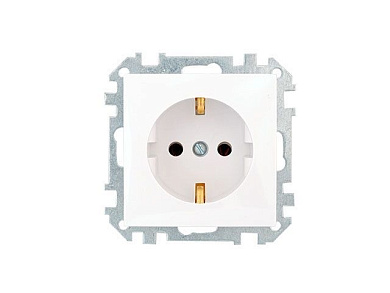 Розетка 1-ая (скрытая, с/з) белая, Стиль, Bylectrica РС16-525