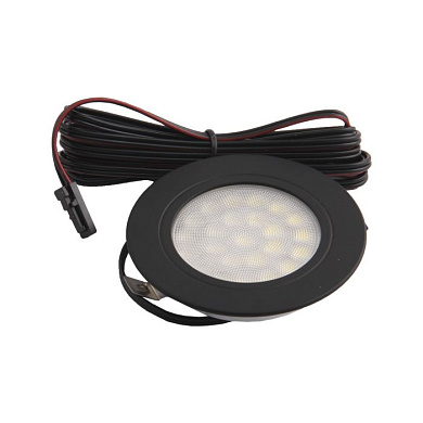 Светильник светодиодный круглый врезной SUN 2W/12V, черный, 6000К AKS 75067