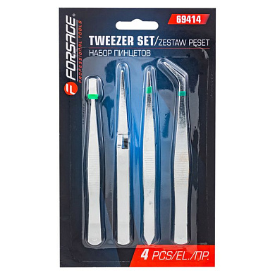 Набор пинцетов 4 пр., L-120 мм Forsage F-69414