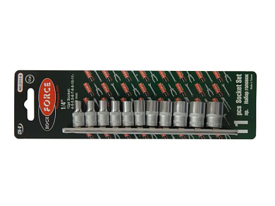 Набор головок 11 пр. 1/4'' 12-гр. 4, 5, 5.5, 6-13 мм на планке RockForce RF-2111-9