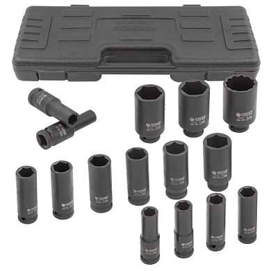 Набор головок ударных глубоких 15 пр., 1/2'' 6-гр., 10-2 мм, 36 мм - 12-гр Forsage F-4166D-5MPB