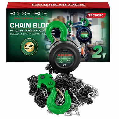 Таль механическая 2 т, цепная, с фиксацией цепи натяжения, L цепи 2.5 м RockForce RF-TRC9020