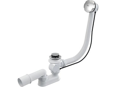 Сифон для ванны автомат комплект металл, длина 60 см, Alcaplast A55K-VE-01