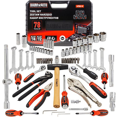 Набор инструментов 78 пр. 1/4"&1/2" 6-гр BaumAuto BM-4782-5