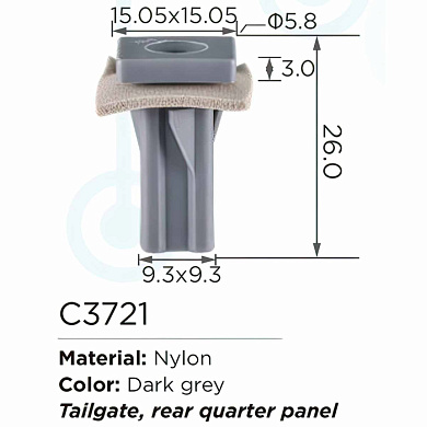 Клипса для крепления внутренней обшивки а/м Форд, пласт., 100 шт Forsage C3721(Ford)