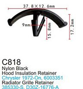 Клипса для крепления внутренней обшивки а/м Крайслер пластиковая, 100 шт Forsage C0818(Chrysler)