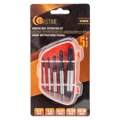 Набор экстракторов для извлечения заломанных болтов/гаек 5 пр FORSTIME FT-63005B