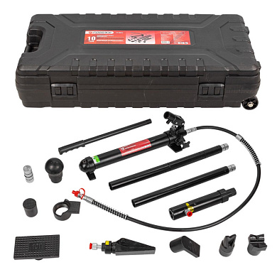 Набор гидравлического оборудования для кузовных работ 10 т., насос, цилиндр, комплект удлинителей и надставок на колесах Forsage F-T71001L