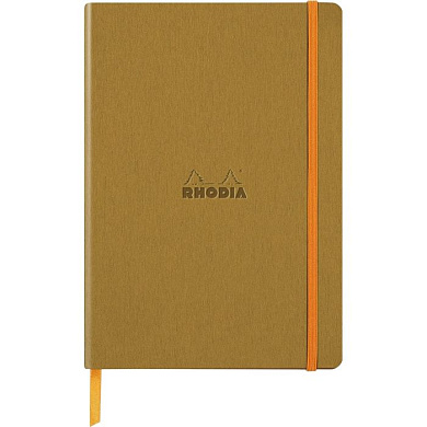 Блокнот "Rhodiarama" на резинке, A5, 80 листов, линейка, золото