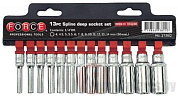 Набор глубоких головок Spline 4-14 мм 13 пр. 1/4'' Force 2138Q