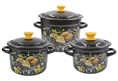 Набор кастрюь Пекарня-1, 2, 4, 6 л, корич. Керченский металлургический завод 41704-ПЕКАРНЯ