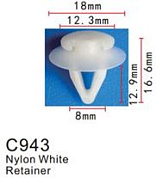 Клипса для крепления внутренней обшивки европейских а/м пластиковая, 100 шт Forsage C0943(European car)