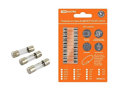 Плавкая вставка ВПБ6-1 0,16А 250В упак, 10 шт. TDM SQ0738-0001