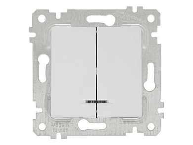 Выключатель 2-клав., с подсветкой, скрытый, без рамки, винт. зажим, белый, RITA, 10 A, 250 V, IP 20, Mutlusan 22004260201
