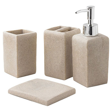 Набор для ванной комнаты 4 пр., мыльница, дозатор для мыла, подставка для зубных щеток, подставка для косметических аксессуаров La and Te beaute LT-BS-4