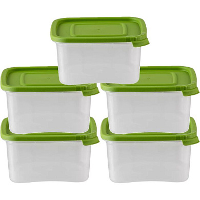 Набор контейнеров для хранения и заморозки продуктов 5 штук. СВЧ «Каскад» квадро Полимербыт 4367905