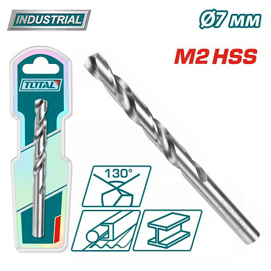 Сверло по металлу M2 HSS 7 мм TOTAL TAC1200701