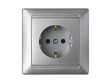 Розетка 1-ая (скрытая, с/з, з/ш) серебро, Стиль, Bylectrica РС16-317сер
