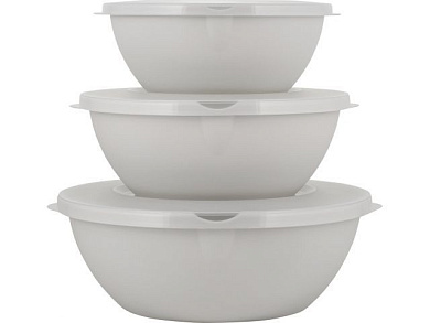 Набор мисок с крышками, 3 шт., Helsinki, пепельный жемчуг, PLAST TEAM PT128010024