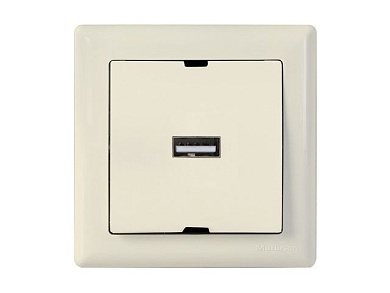 Розетка 1-ая USB, скрытая, горизонт., кремовая, DARIA, USB-зарядка, 5V-2.1A, Mutlusan 21204480102