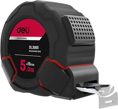 Рулетка Deli DL3801, 5 м,19 мм, черный