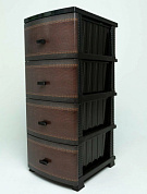 Комод "Кожа", 4 секции, черный РУССПЛАСТ РП-451-ДКЧ