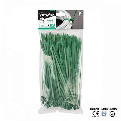 Хомут пластмассовый зеленый 2,5х150 мм, 100 шт Bradas TS1125150G