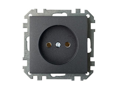 Розетка 1-ая (скрытая, б/з) графит, Стиль, Bylectrica РС16-524гр